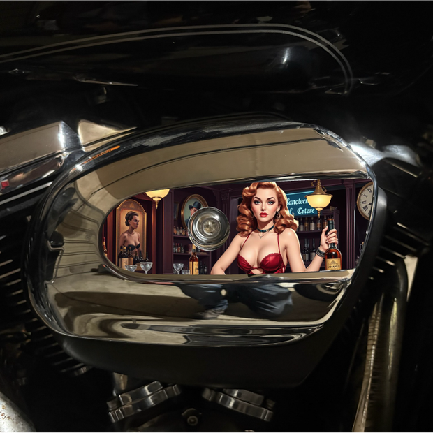 Vintage Pin-Up Bar Scene Air Filter Cover Insert – Fits 2017–2025 Harley Touring Models