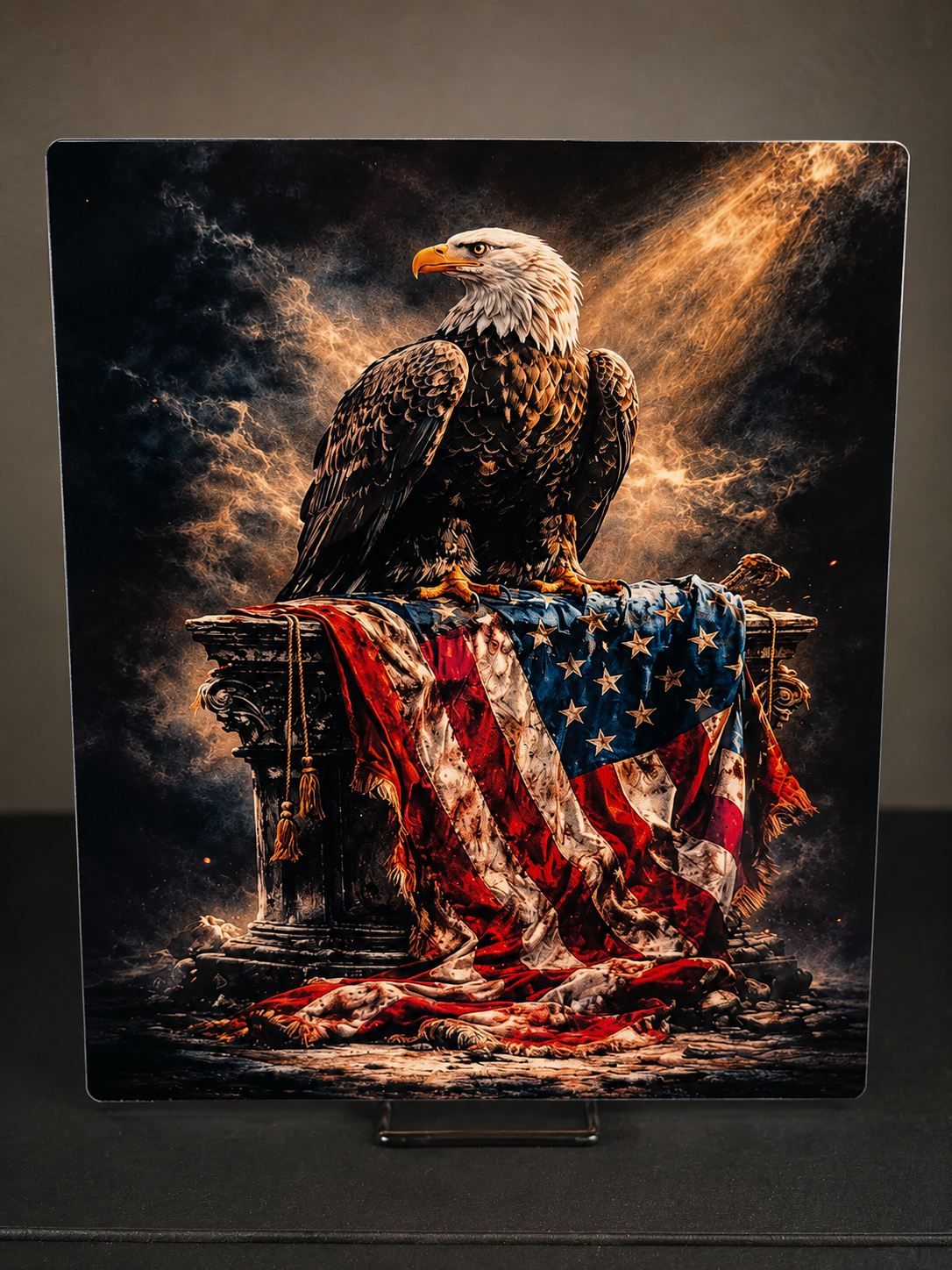 Eagle and Flag Metal Art Sign 8x10