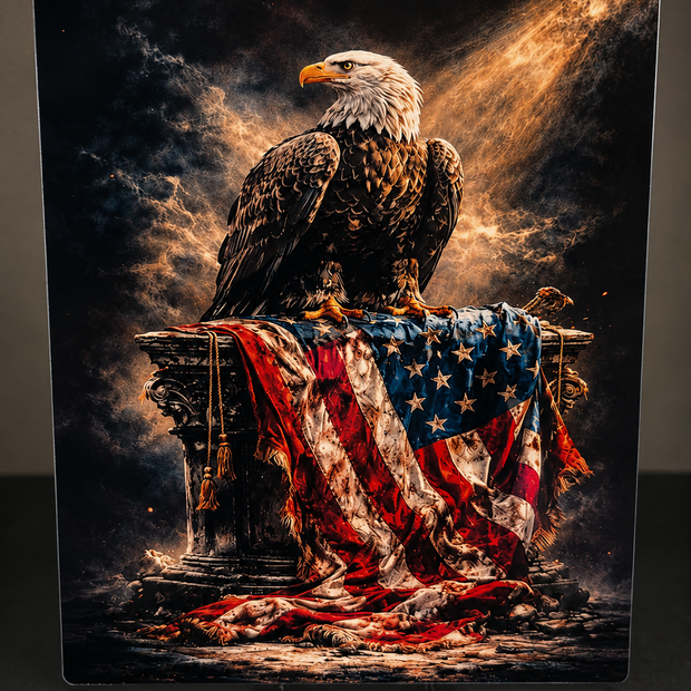Eagle and Flag Metal Art Sign 8x10"