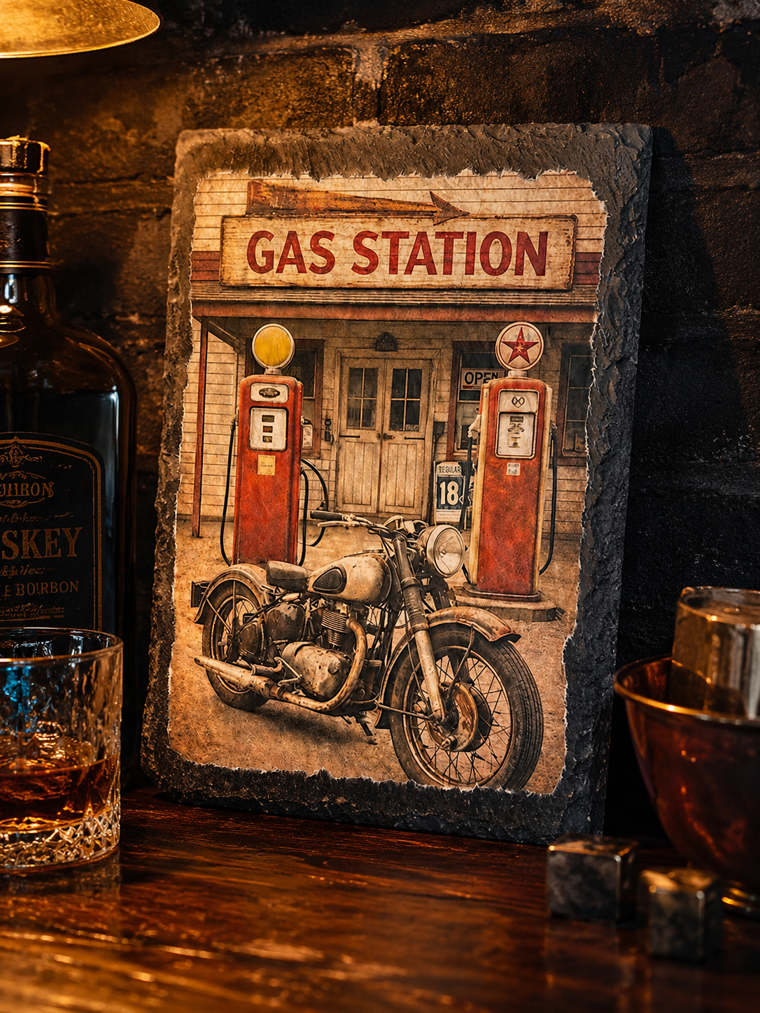 Classic Gas Station Biker Decor