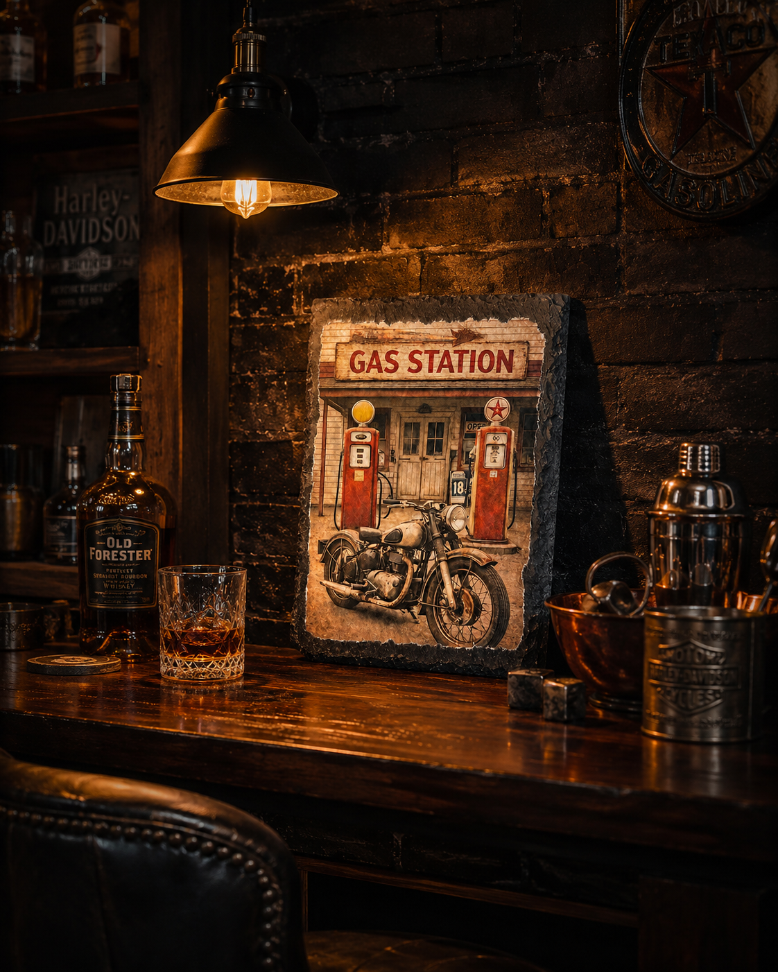 Classic Gas Station Biker Decor
