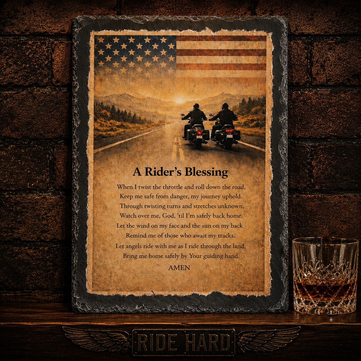 Biker's Blessing Slate Decor