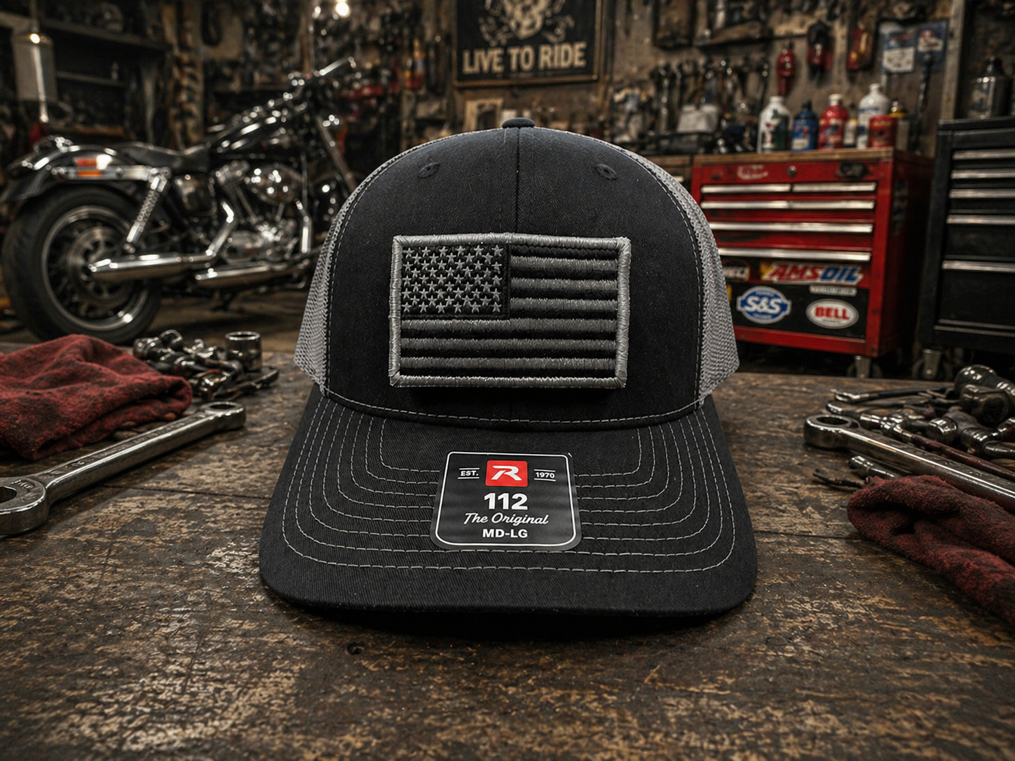 American Flag Patch Snapback Hat