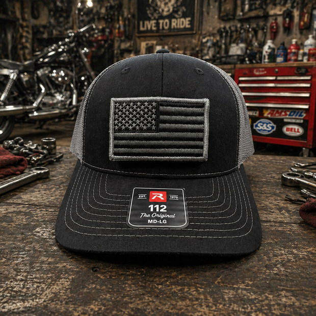 American Flag Patch Snapback Hat