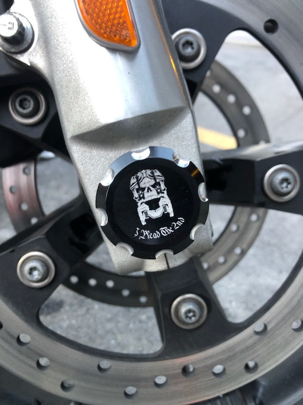 Plead the 2nd Contrast Cut Front Axle Nut Covers for Harley Davidson Motorcycles