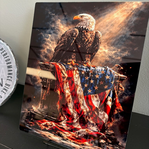 Eagle and Flag Metal Art Sign 8x10"