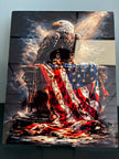 Eagle and Flag Metal Art Sign 8x10