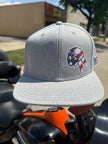 American Flag Biker Wave Snapback Flat Bill Hat