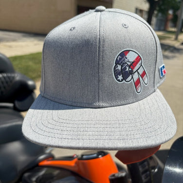 American Flag Biker Wave Snapback Flat Bill Hat