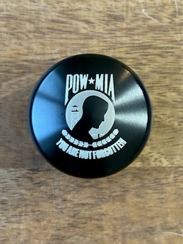POW/MIA Smooth Black Front Axle Nut Covers for Harley Davidson Motorcycles
