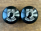 POW/MIA Smooth Black Front Axle Nut Covers for Harley Davidson Motorcycles