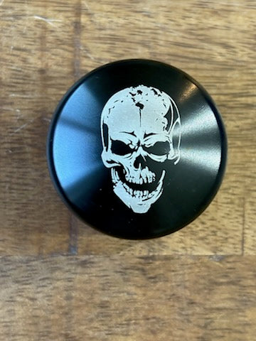 Skull Rider Smooth Black Front Axle Nut Covers for Harley Davidson Motorcycles