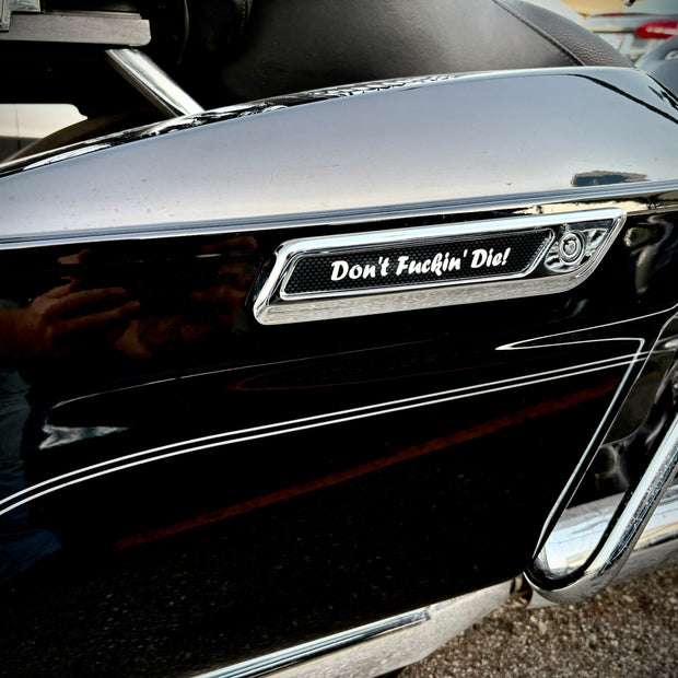 Don't Fuckin Die Saddlebag Reflector Inserts for 2014 and Up Harley Touring Models