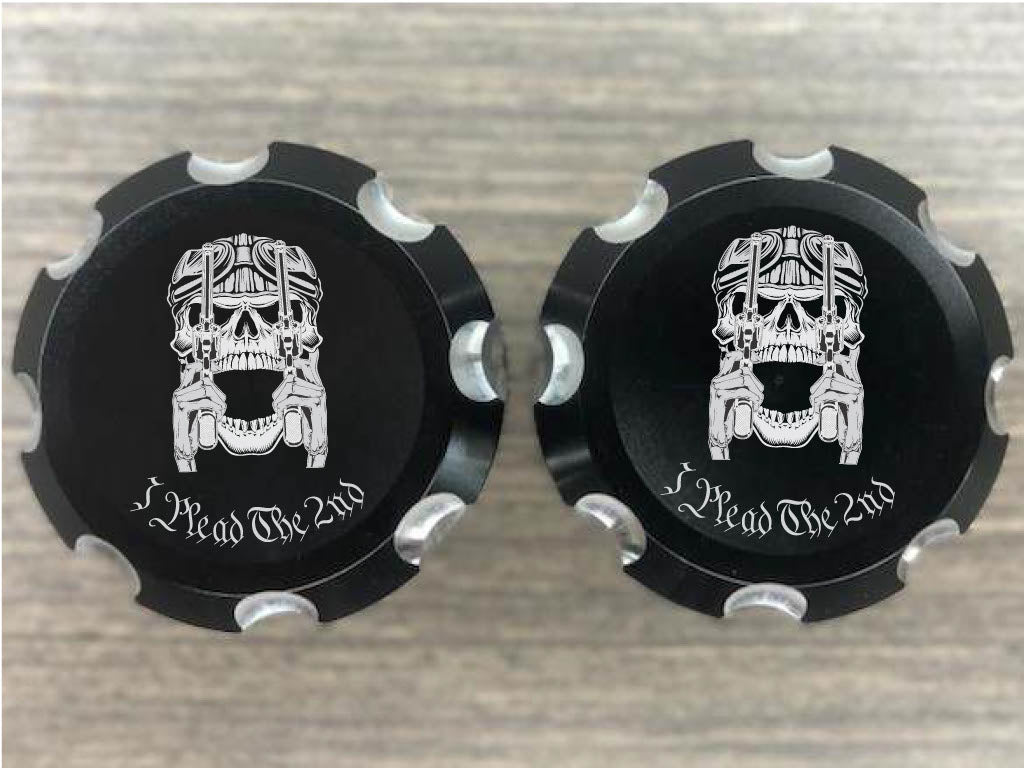 Plead the 2nd Contrast Cut Front Axle Nut Covers for Harley Davidson Motorcycles