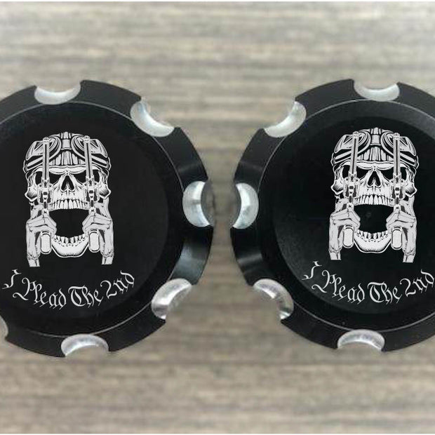 Plead the 2nd Contrast Cut Front Axle Nut Covers for Harley Davidson Motorcycles