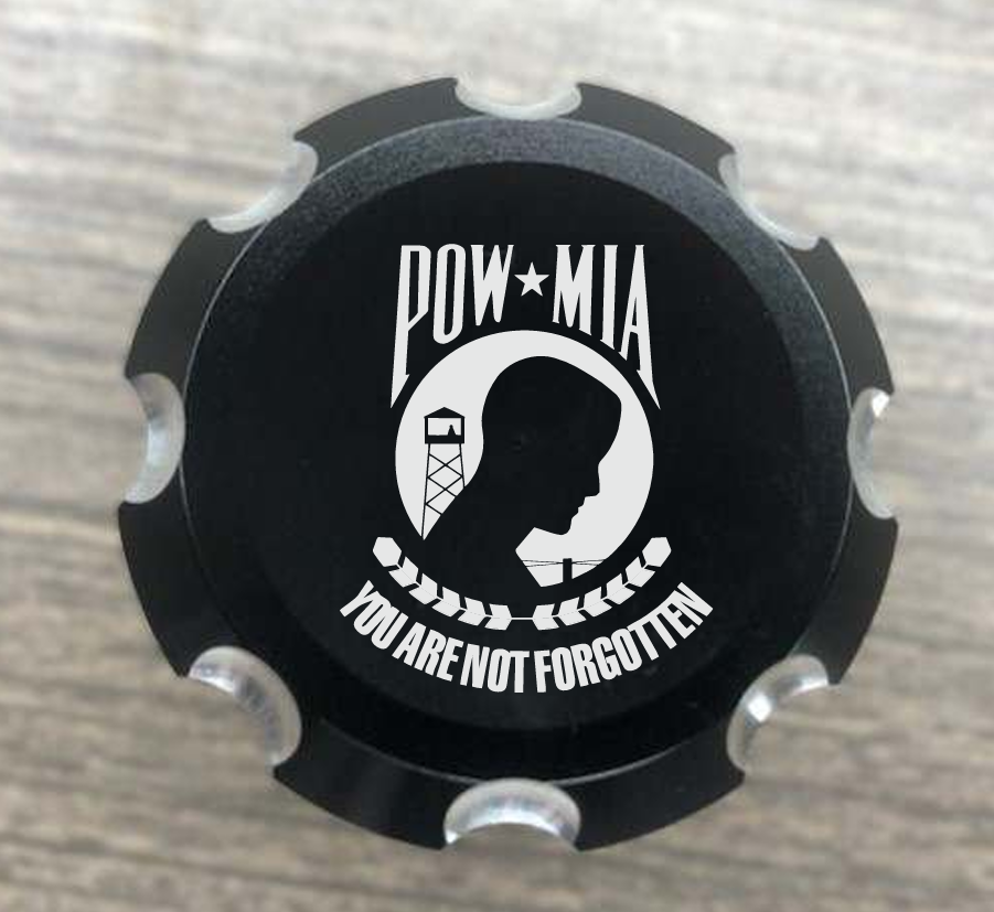 POW/MIA Contrast Cut Front Axle Nut Covers for Harley Davidson Motorcycles