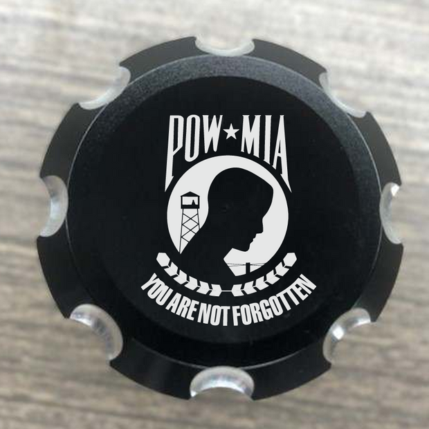 POW/MIA Contrast Cut Front Axle Nut Covers for Harley Davidson Motorcycles